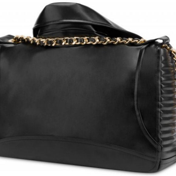 MOSCHINO COUTURE Macro Biker Bag GIANT Black Motorcycle Jacket Shoulder Purse - Picture 16 of 16